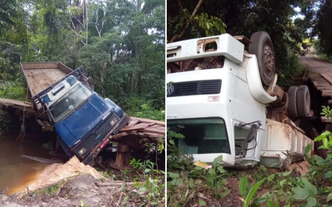 Caminhão cai de ponte uma semana após queda de outro veículo, na zona rural de Itapecuru-Mirim