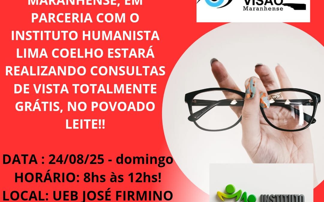 Instituto Humanista Lima Coelho realizará neste domingo(24) mutirão de exames de vista no povoado Leite